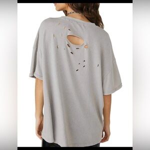 Free People Rubi Ripped Cotton T-Shirt Cashmere Women’s Top - XS - NWOT